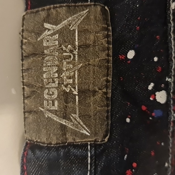 Legendary Status 40 BLACK SHORTS orange Splatters Distressed MOTO frayed stretch - Picture 4 of 4